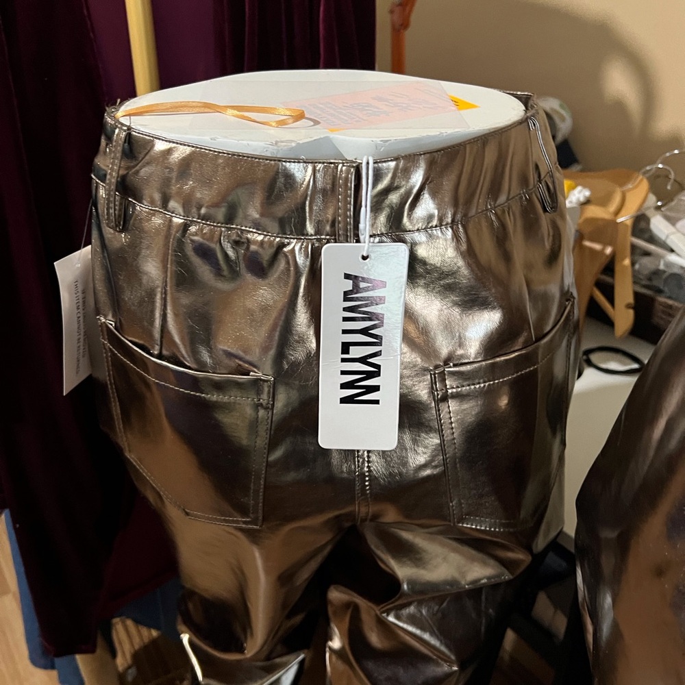 Amy Lynn metallic leather pants